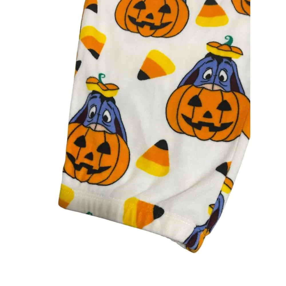 Disney Halloween Lounge Pants Size L White Orange Eeyore Pumpkin Winnie the Pooh - Picture 10 of 16